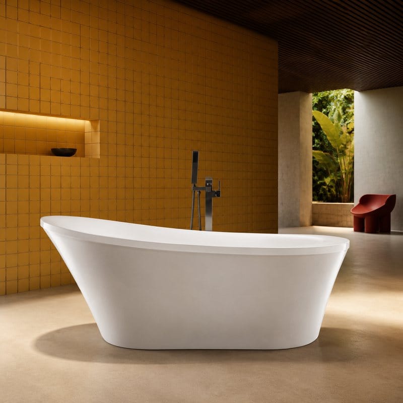 Boat-Shaped Acrylic Freestanding Bathtub AJ6839
