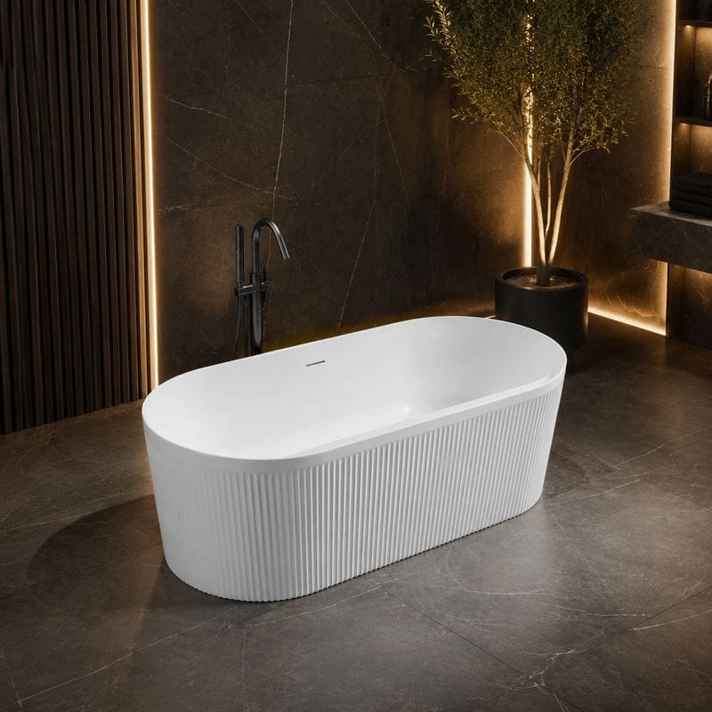 Ribbed Cylindrical Acrylic Bathtub with Platform AJ6815-TDF