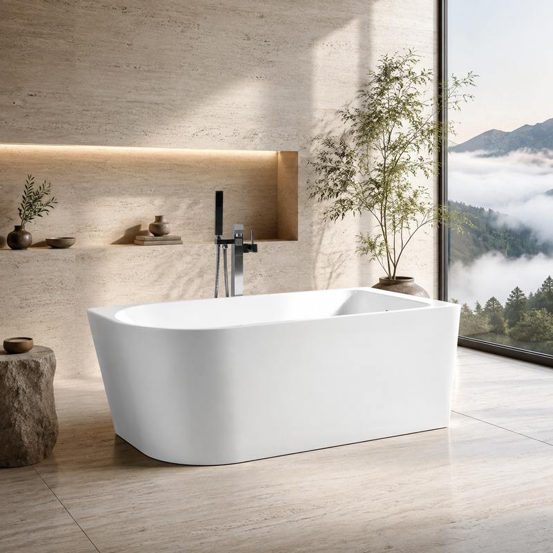 Back-to-Wall Acrylic Bathtub AJ6845B-R