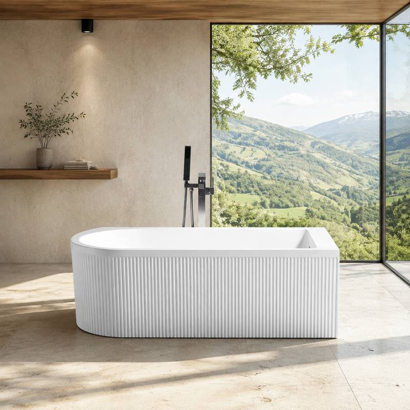 Ribbed-Skirt Acrylic Freestanding Bathtub AJ6845R-F