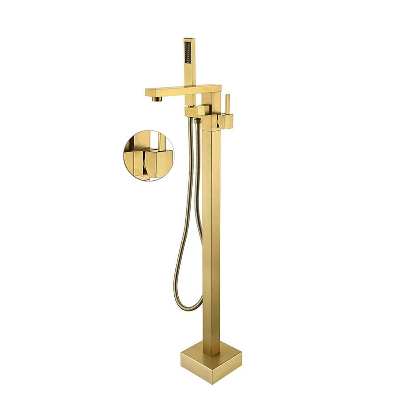 Straight-Spout Freestanding Tub Filler with Hand Shower FF011
