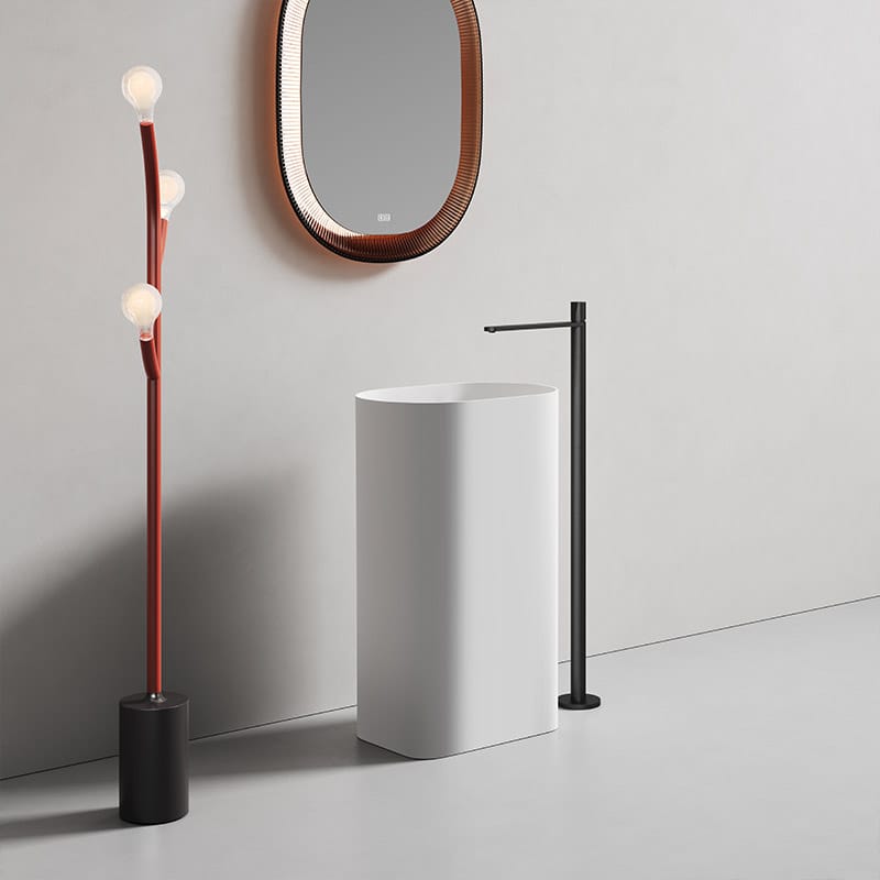 Capsule-Shaped Artificial Stone Pedestal Basin BW-3057