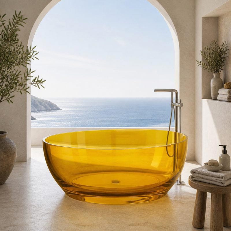 Orb-Shaped Transparent Resin Bathtub BW-1001C