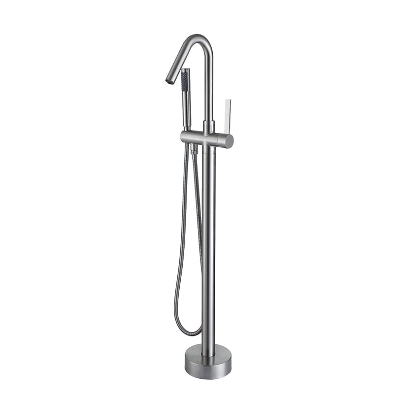 Angled-Spout Freestanding Tub Filler with Hand Shower FF034